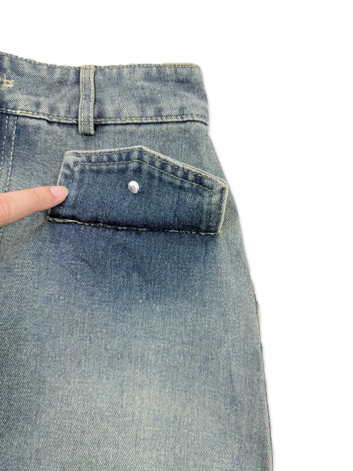 빈티지 GRL 퍼 데님 퀼팅 미니 스커트 상품이미지3