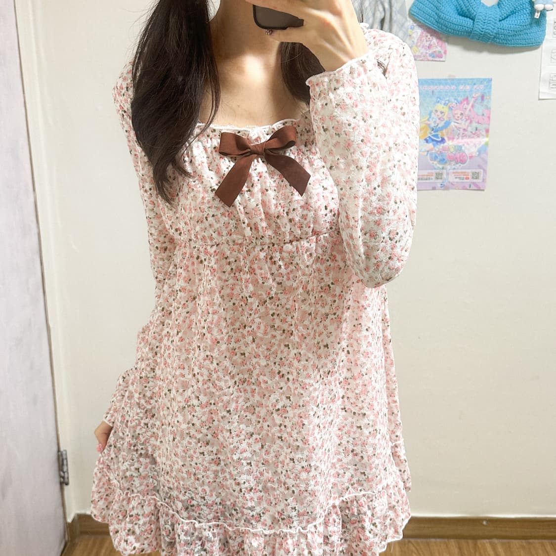 빈티지 플라워 핑크 블라우스 히메갸루 로걀 라떼 짜잔씨 리본 리즈리사깔 상품이미지1