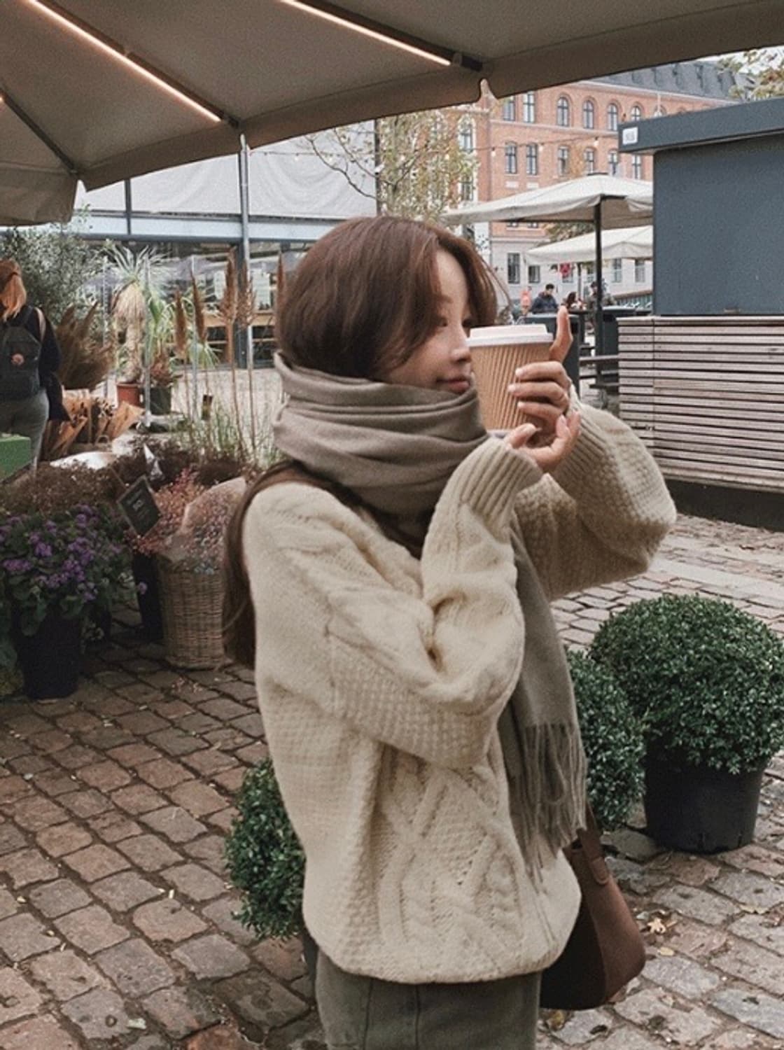 (미착용, 새상품) 슬로우앤드 페이지 케이블 니트 아이보리(연베이지) 상품이미지2