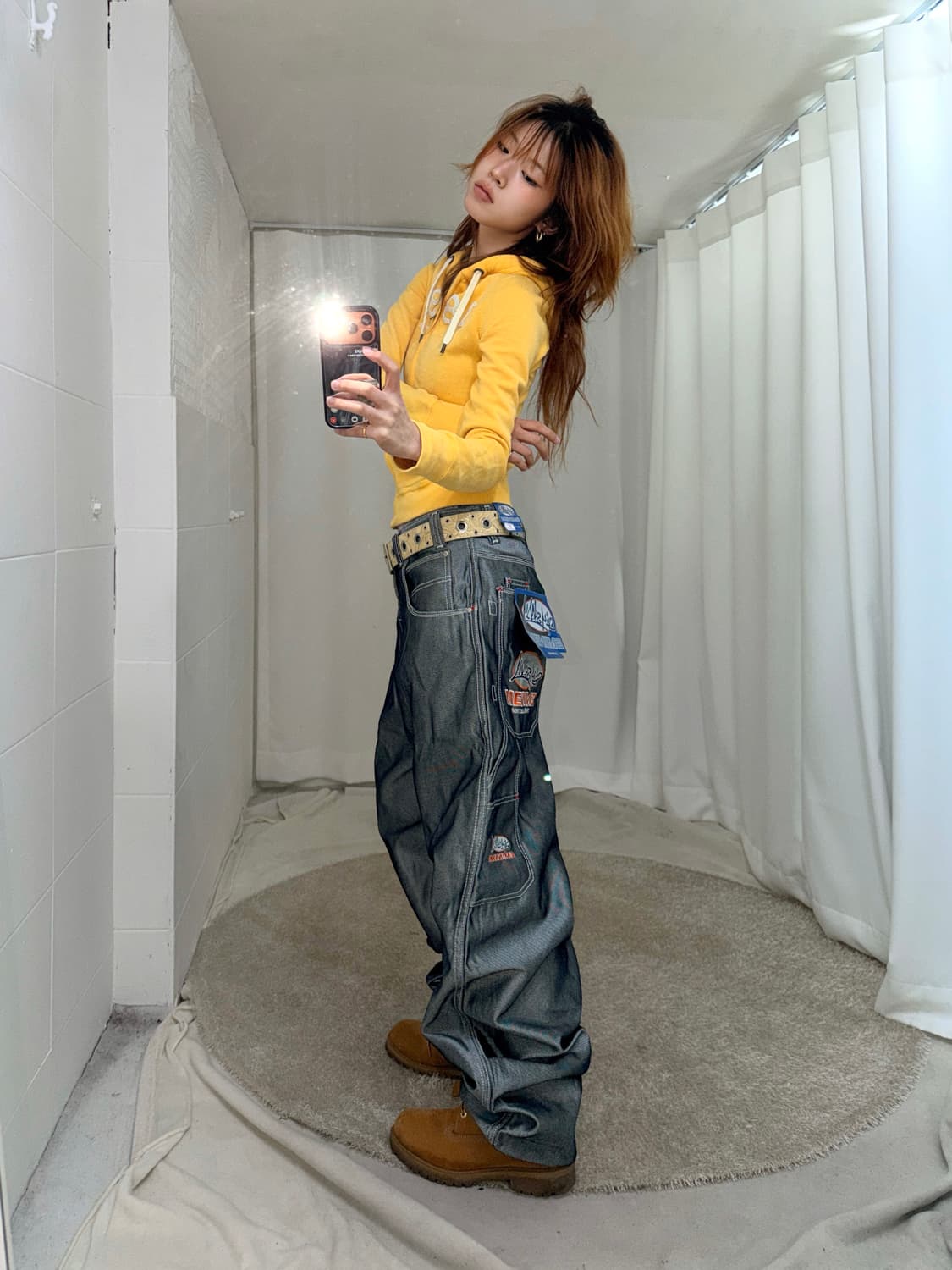 아베크롬비 옐로우 작사 후드집업 + 에미넴 실버 힙합팬츠 세트 상품이미지3