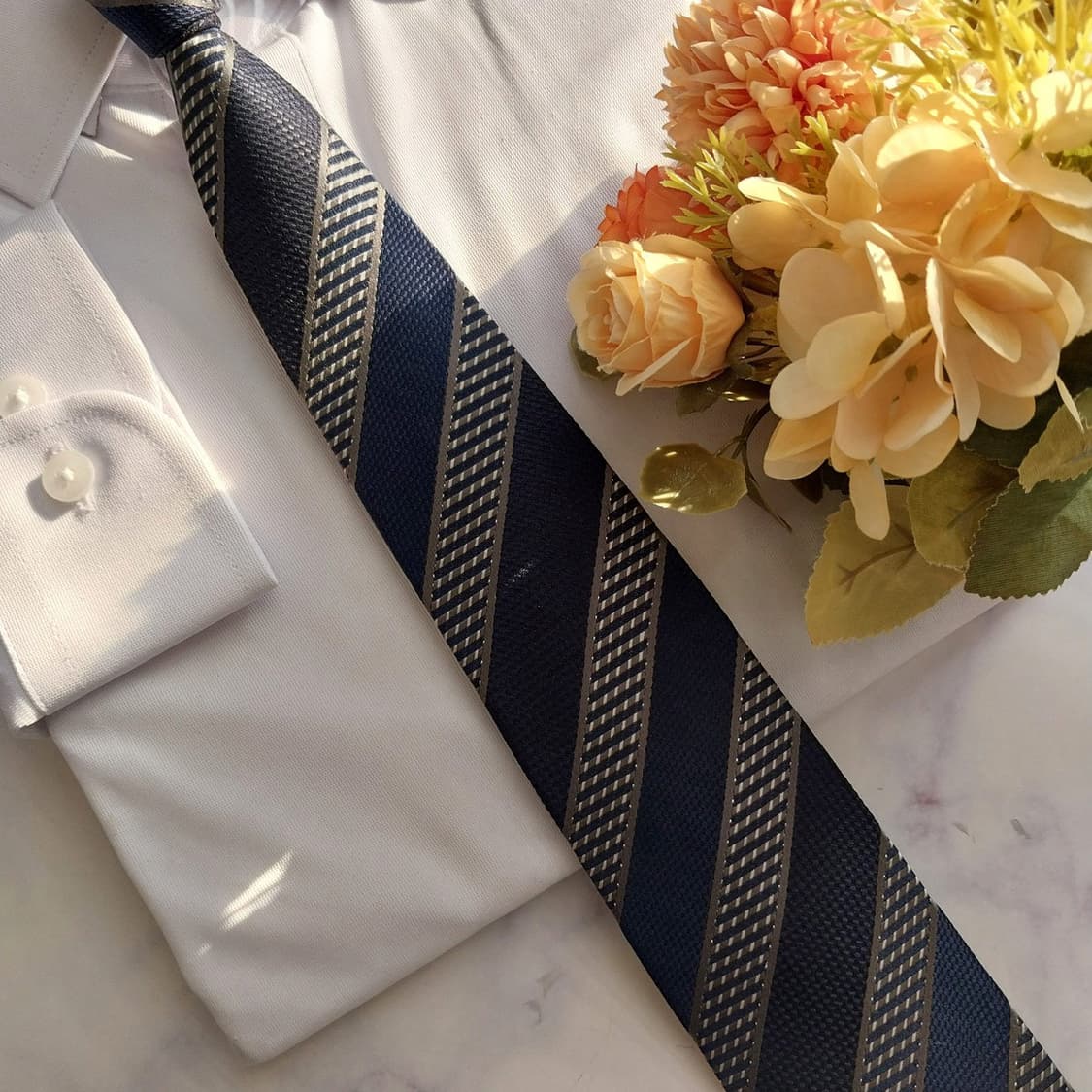 MCM 실크 스트라이프 텍스처 넥타이 8.1cm A+등급 K1553
 상품이미지8