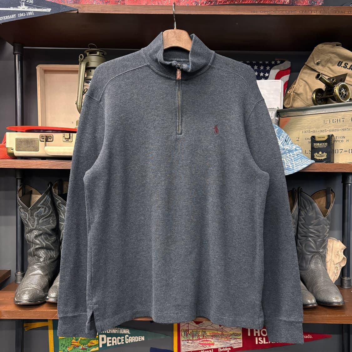 90s 폴로 랄프로렌 파인리브 하프집업 코튼니트 스웨터 차콜 N642 상품이미지1