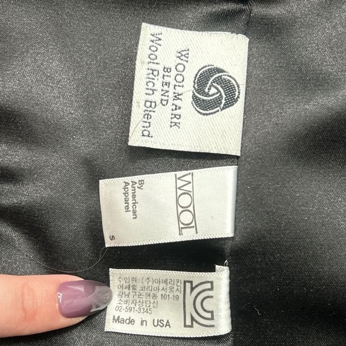 아메리칸어페럴 블랙 울 블렌드 코트 S 상품이미지5