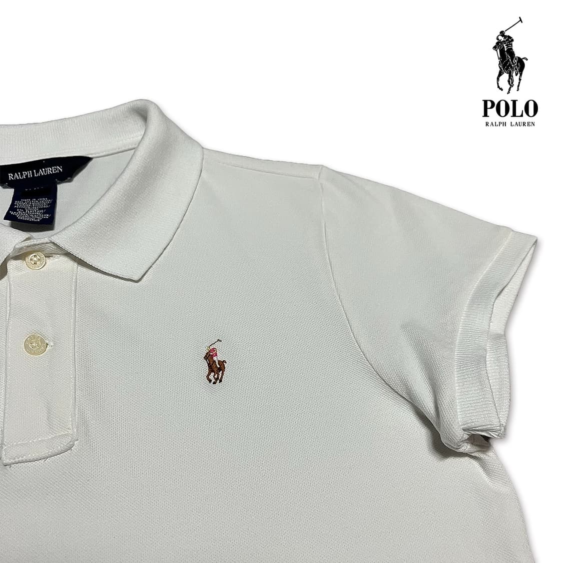 폴로 랄프로렌 걸즈 화이트 PK 카라티 상품이미지1