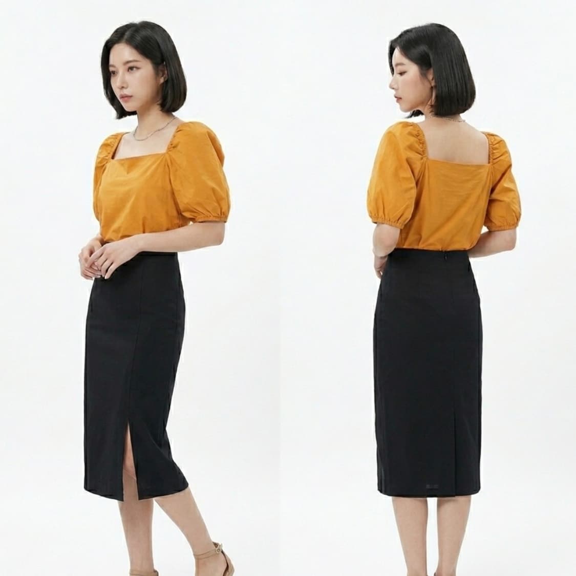 H&M 스퀘어넥 퍼프티 상품이미지4