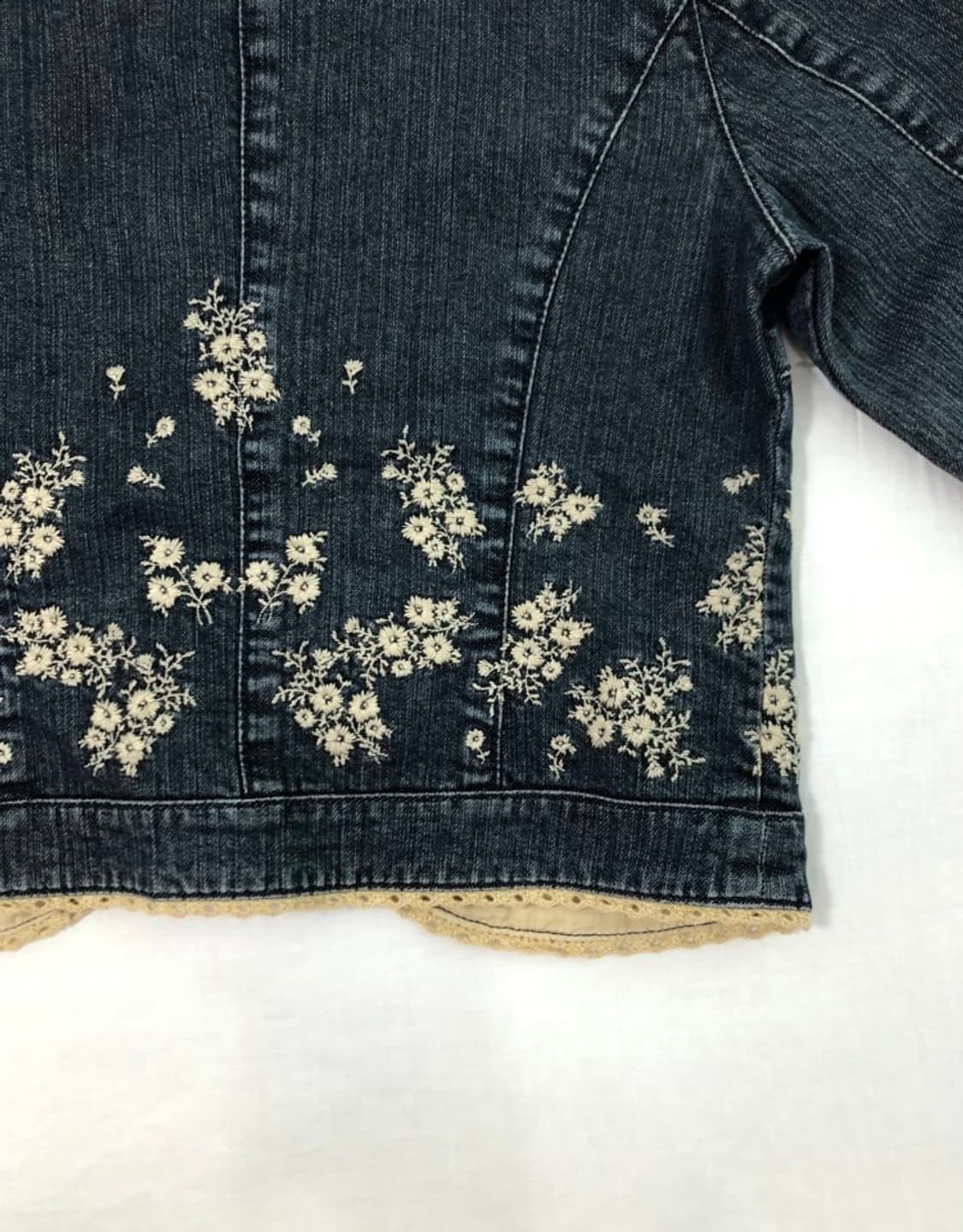 로라애슐리 크로셰 꽃 자수 청 데님자켓 오리엔탈 모리걸 영국빈티지 상품이미지4