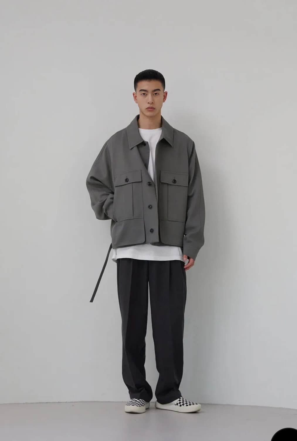 [새상품] S) 주앙옴므 카고 크롭 자켓 블루종 그레이 상품이미지1