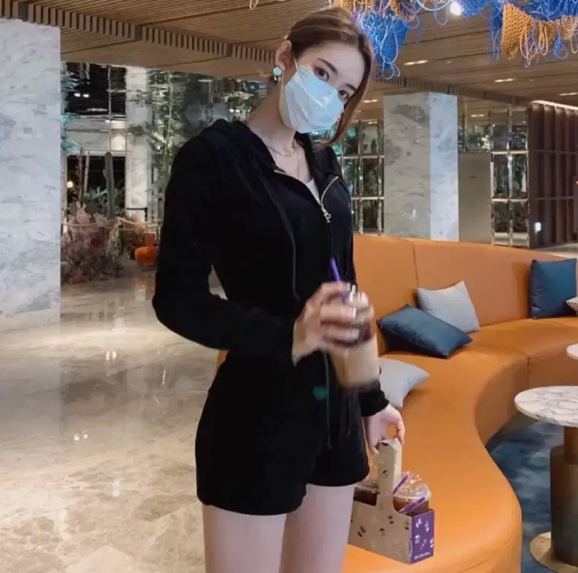 페일제이드 y2k 벨벳 트레이닝 SET 블랙 상품이미지1