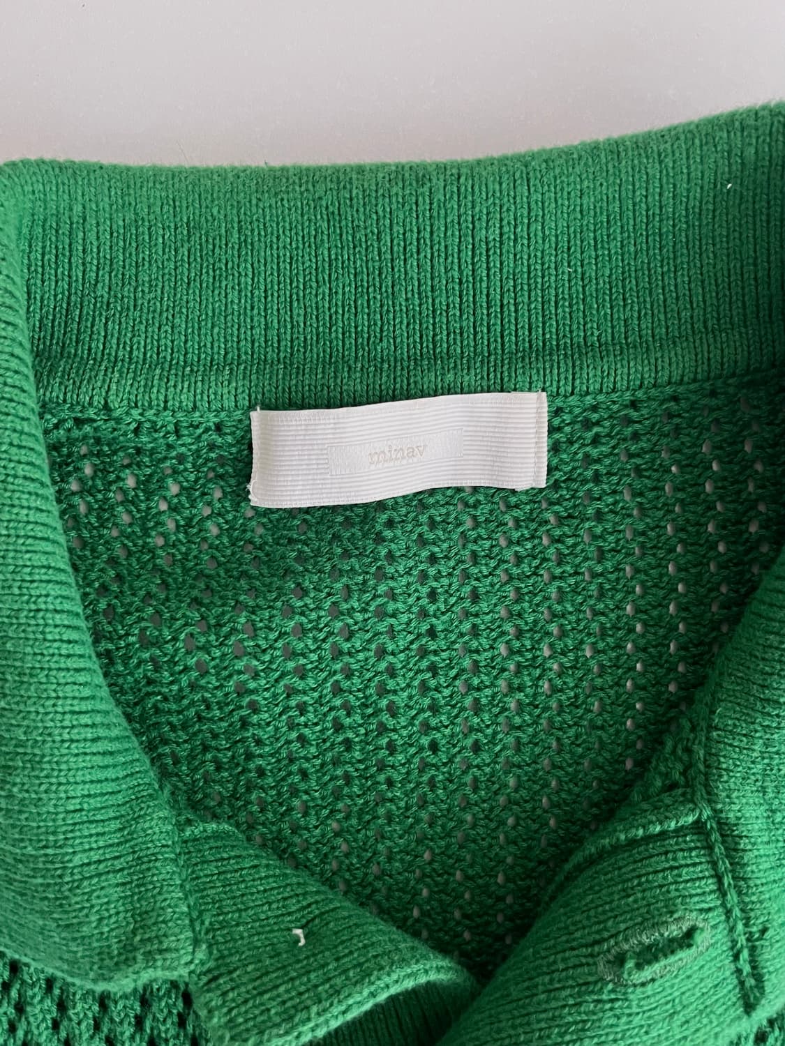 L) 미나브 퓨어코튼 펀칭 카라 니트 그린 상품이미지4