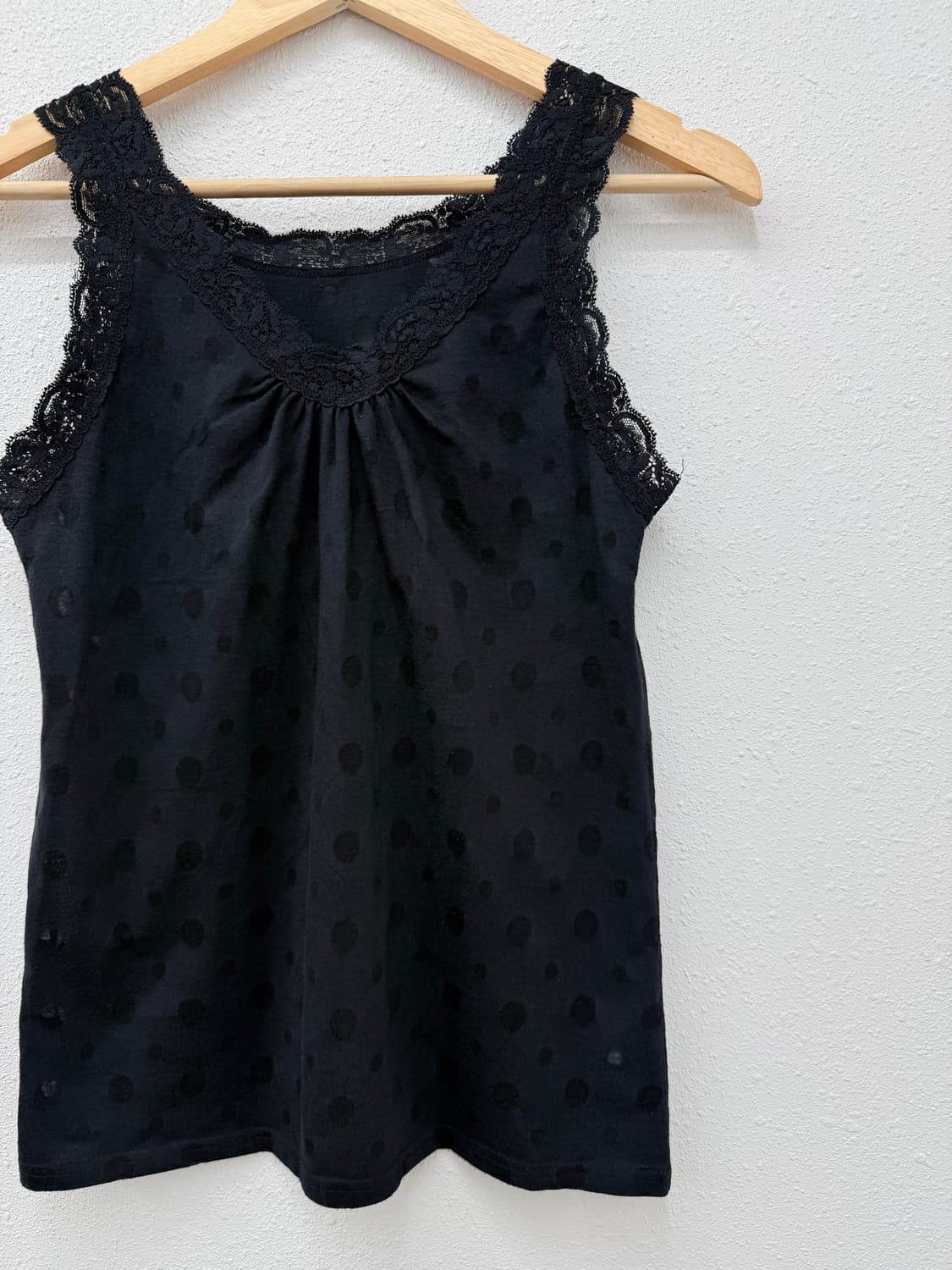 빈티지 블랙 레이스 도트 시스루 슬리브리스 상품이미지2