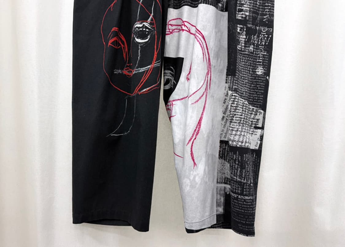 요지야마모토 뿌르옴므 뉴스페이퍼 아사쿠라 유카 드로잉 팬츠 상품이미지4