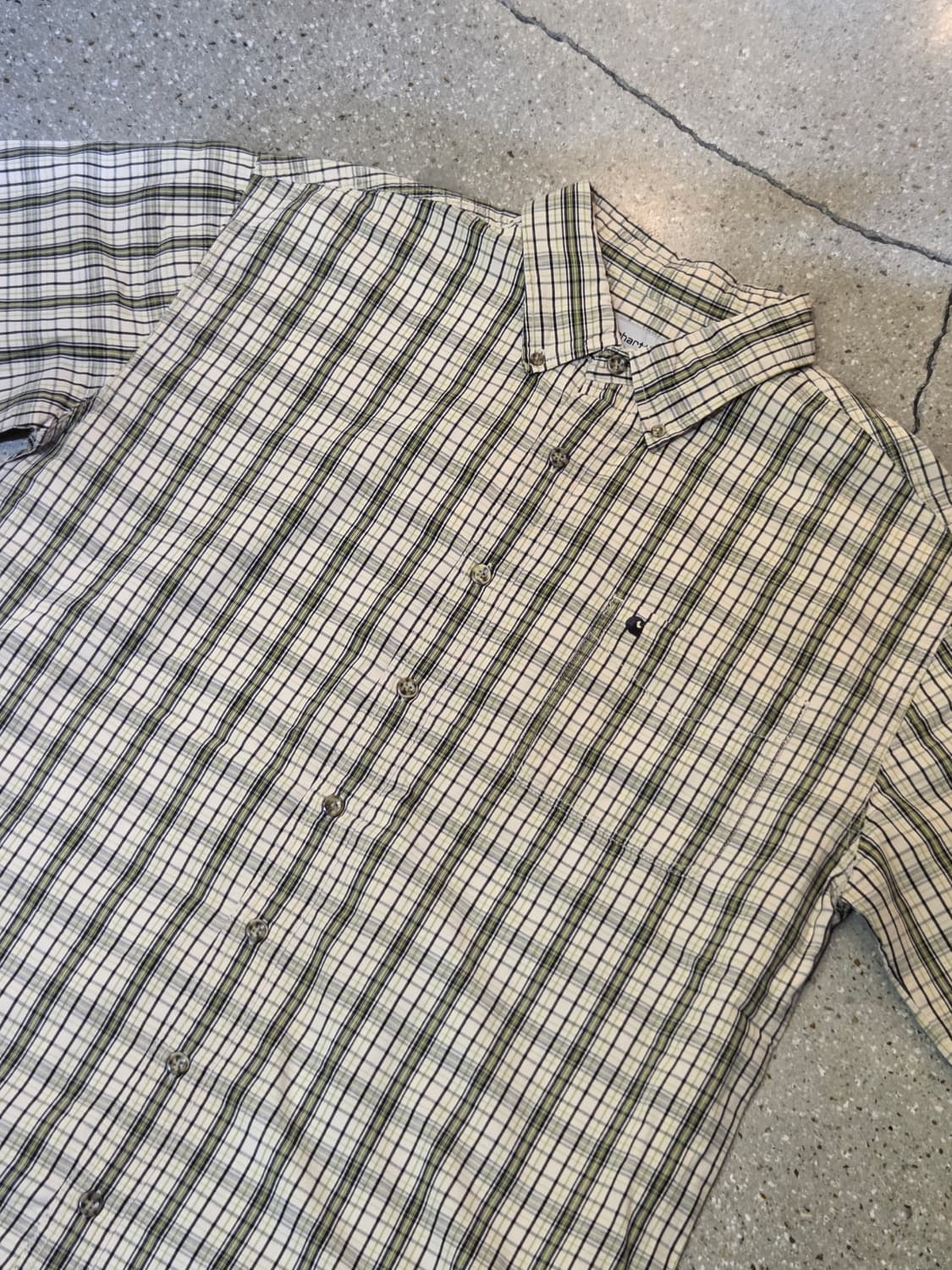 칼하트 라임 체크 반팔셔츠 상품이미지1