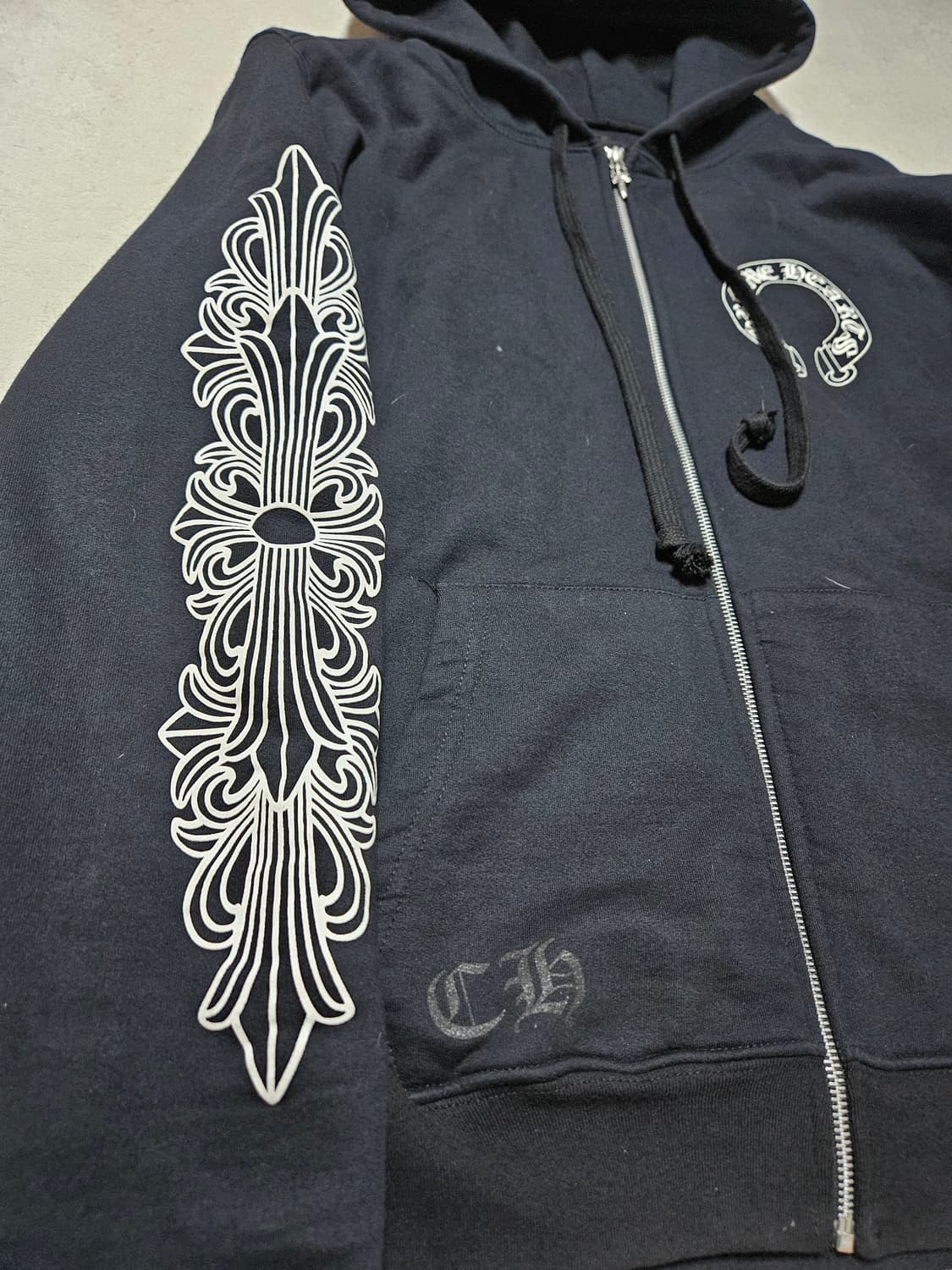 [L] 크롬하츠 헤비웨이트 홀스슈 플로랄 후드집업 상품이미지3