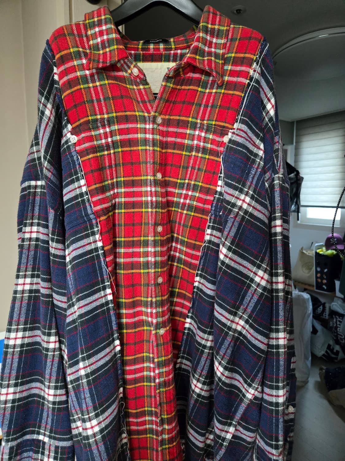 R13 믹스 체크 셔츠 남방 medium 상품이미지1