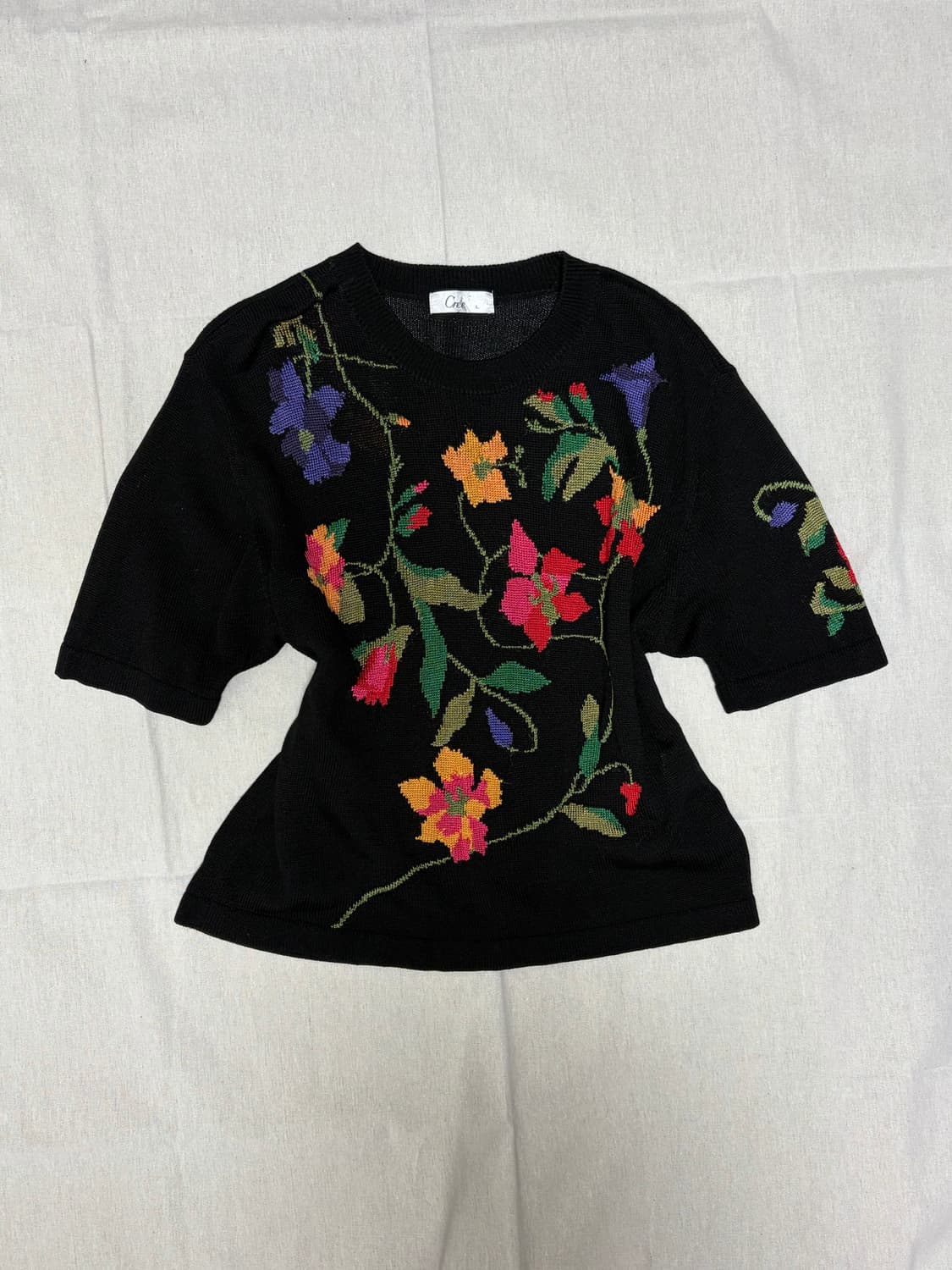 [일본빈티지] 플로럴 꽃 반팔 니트 상품이미지6