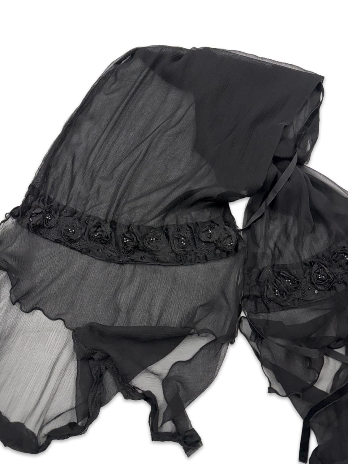 빈티지 블랙 시스루 로즈 2way 스카프 상품이미지2