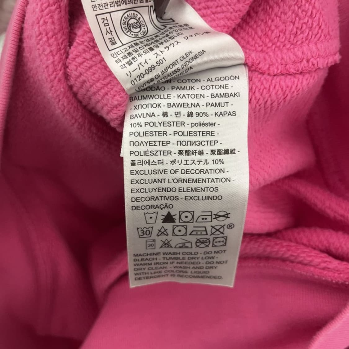 리바이스 올드스쿨 Y2K 00's 핫핑크 후드티 M C07944 상품이미지6
