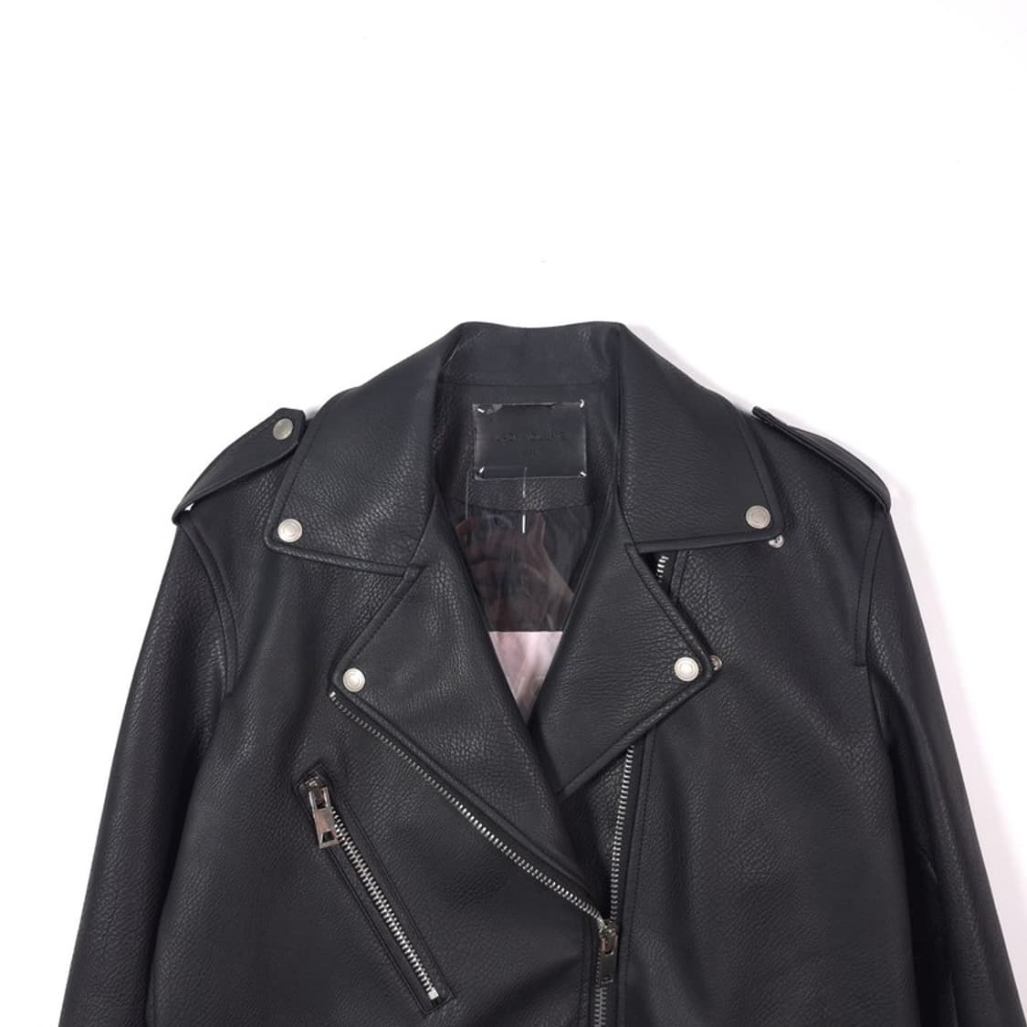 레이디볼륨 비건 레더 더블 라이더 자켓 M 상품이미지3