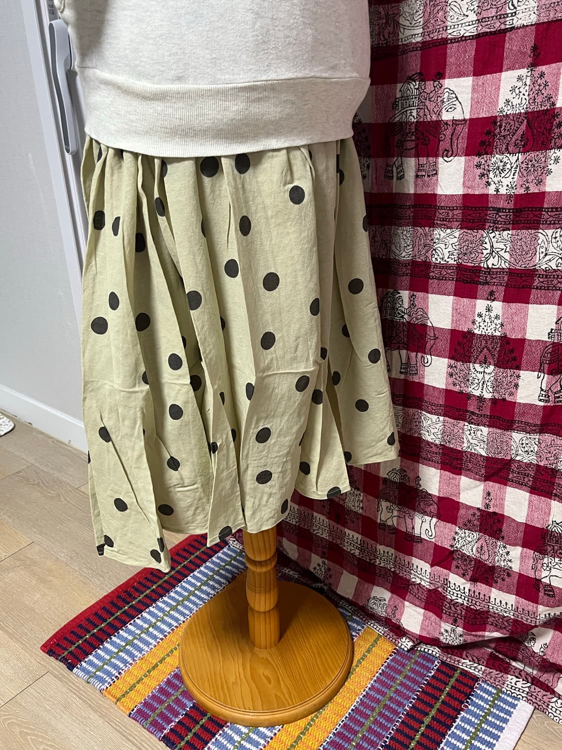 브라운 도트 스커트 상품이미지4