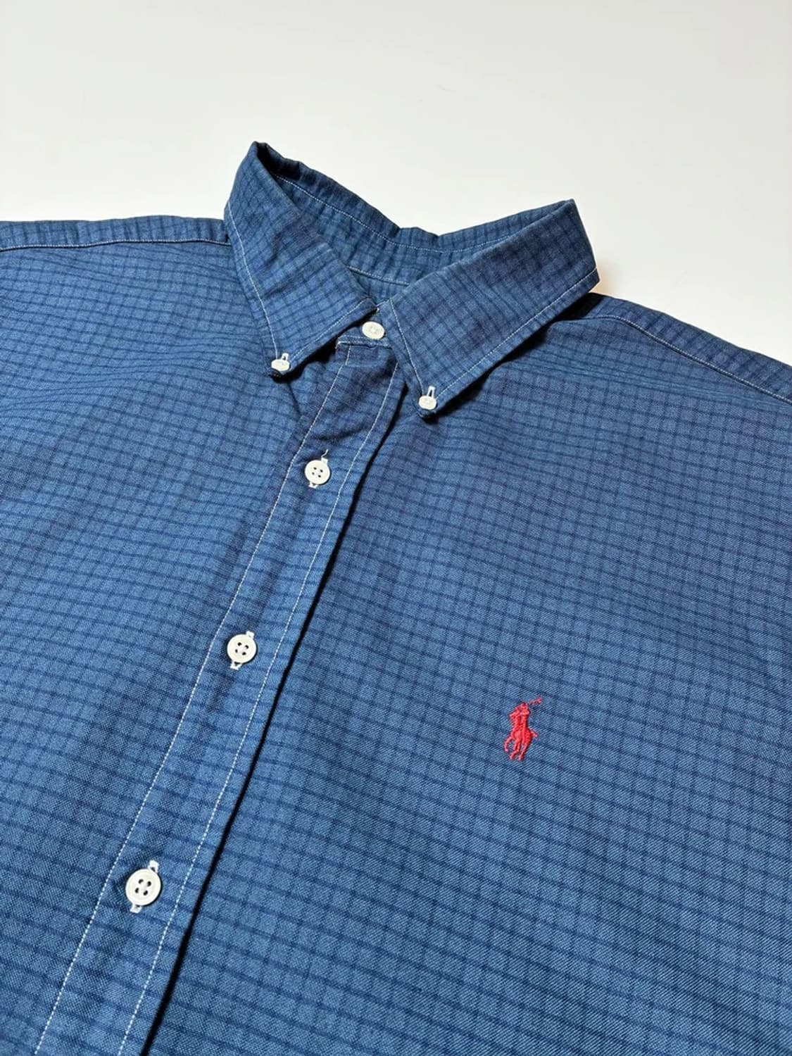 폴로 랄프로렌 00's 블루 마이크로 체크 반팔 셔츠 PN9009 상품이미지3