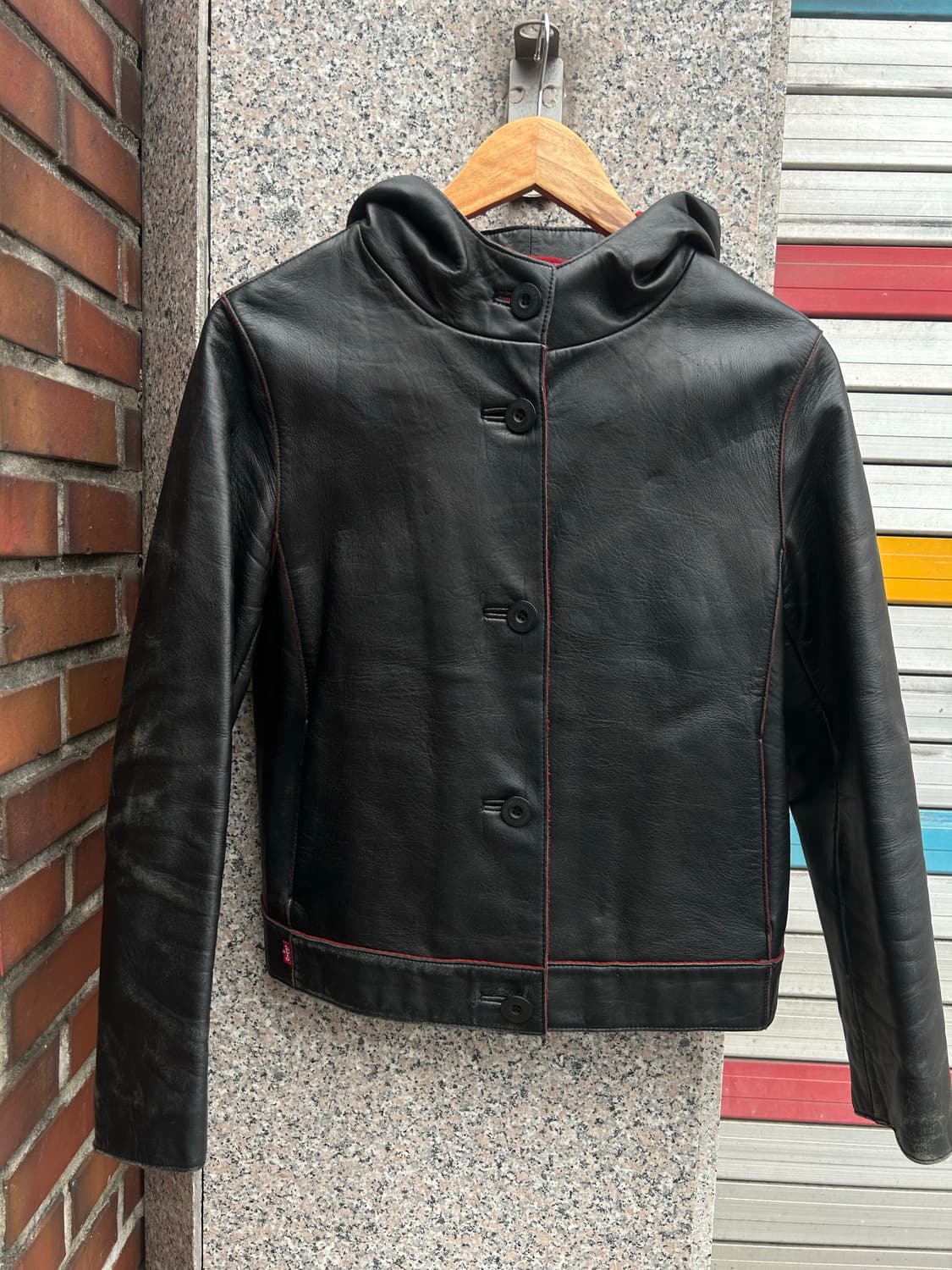 00‘s Levi’s leather hood jacket 상품이미지5