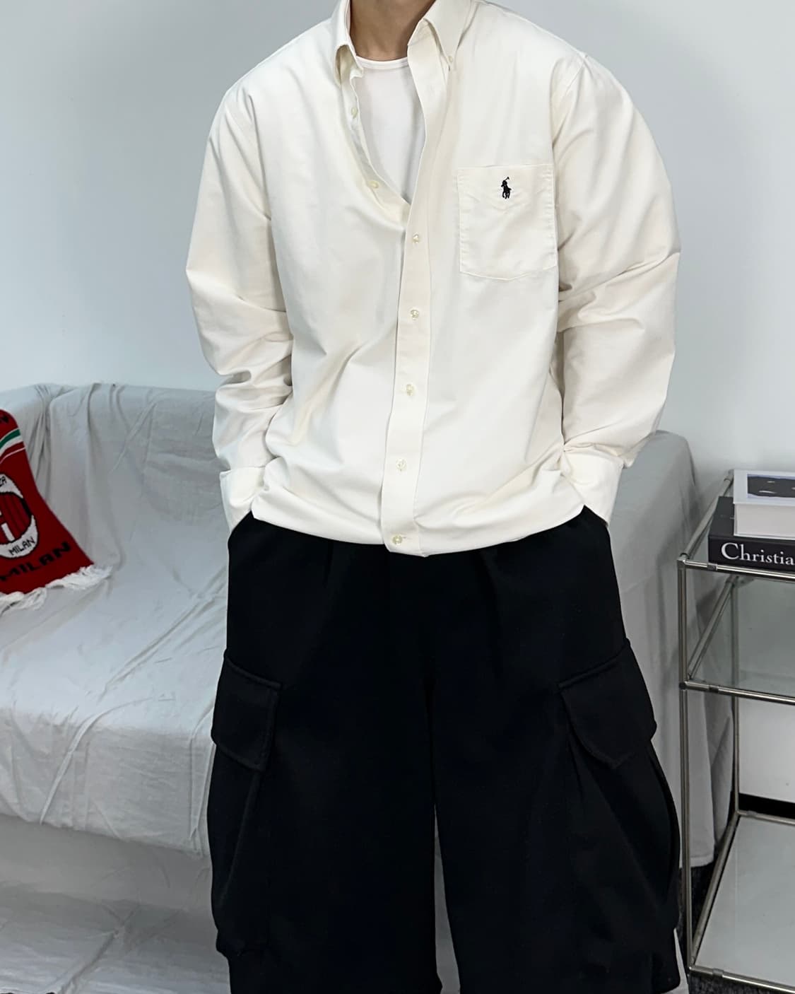 폴로 랄프로렌 화이트 오버핏 셔츠 L 상품이미지3