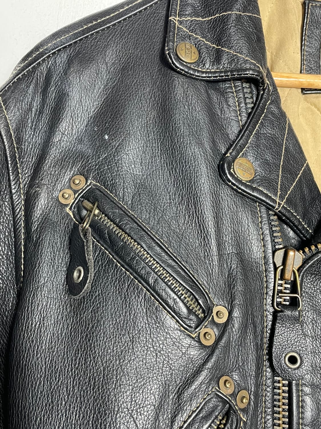 디젤 Diesel Sport 가죽 더블 라이더 자켓 90s 상품이미지9