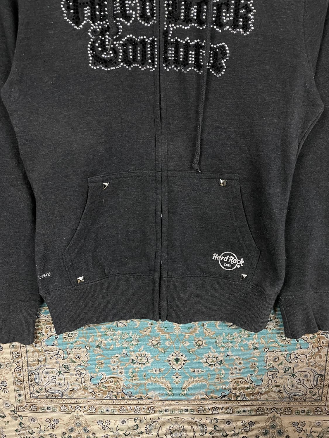 하드락카페 비즈 Y2K 큐빅 딱붙 후드집업1686 상품이미지3