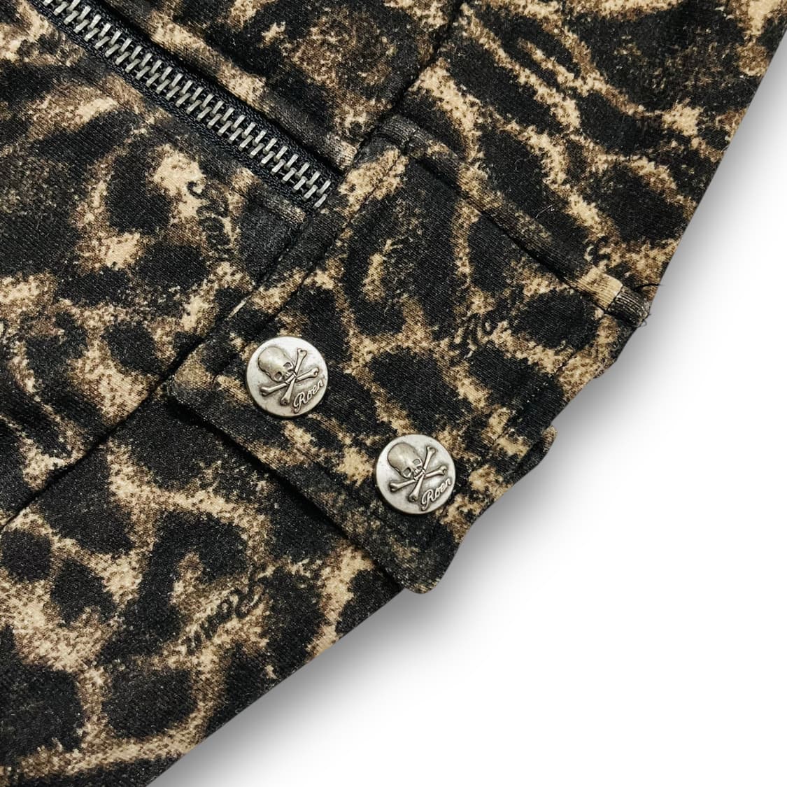 로엔 00s 레오파드 패턴 로고 스컬 링 후디 집업 상품이미지9