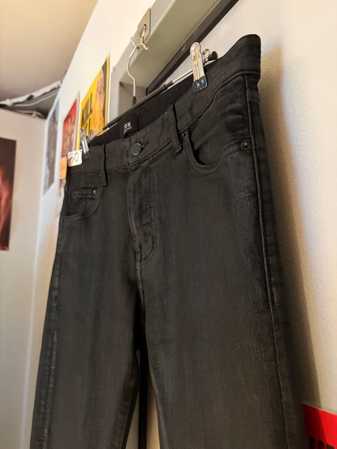 TDH 코팅 블랙 슬림 데님 팬츠 상품이미지2