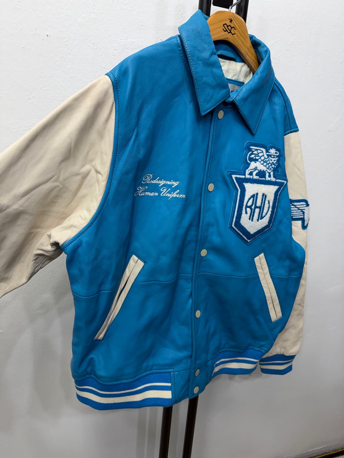 정품) 자라 x 루이지 레더 블루 야구 점퍼 스타디움 자켓 L 상품이미지2