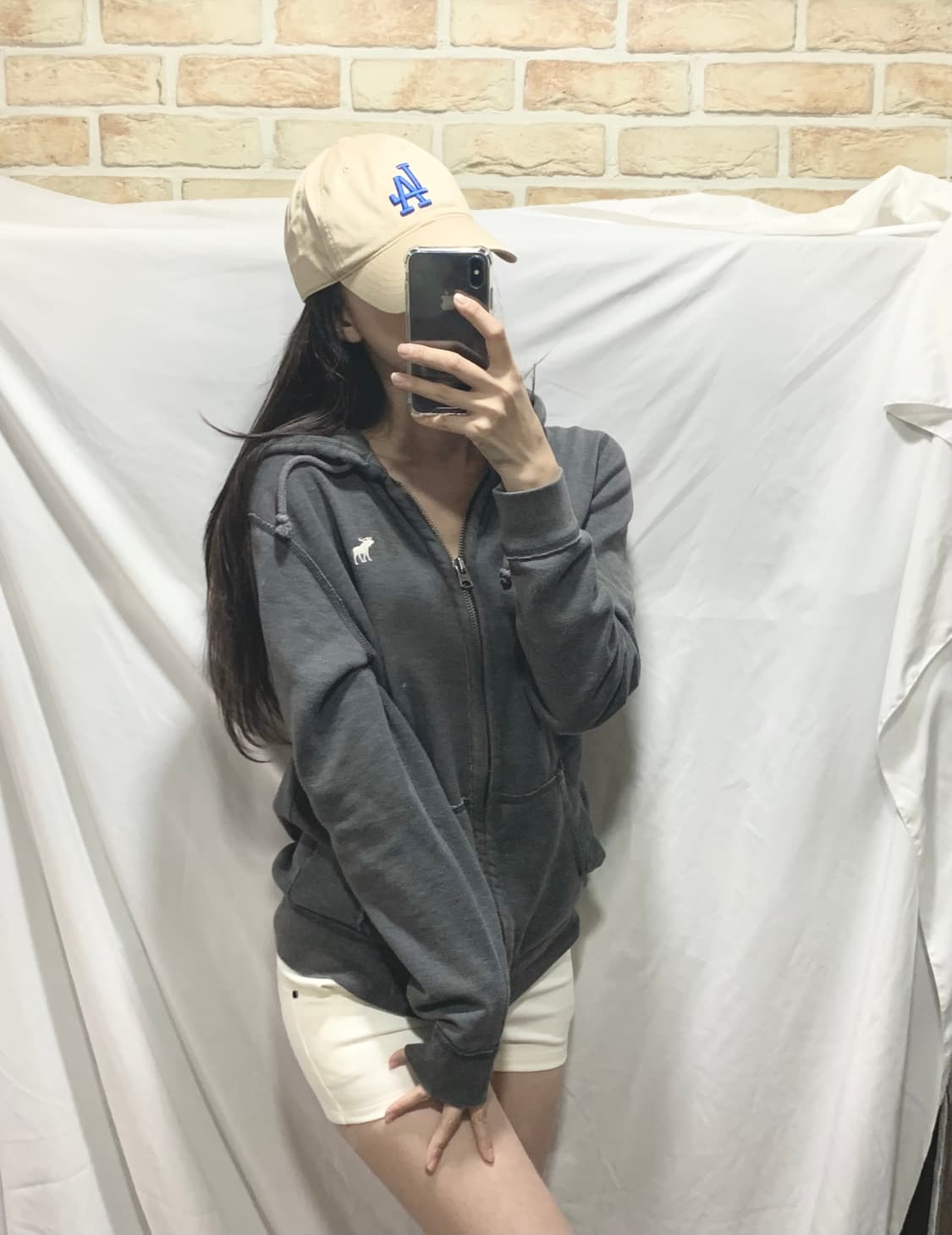 아베크롬비 후디집업,그레이,S 상품이미지3