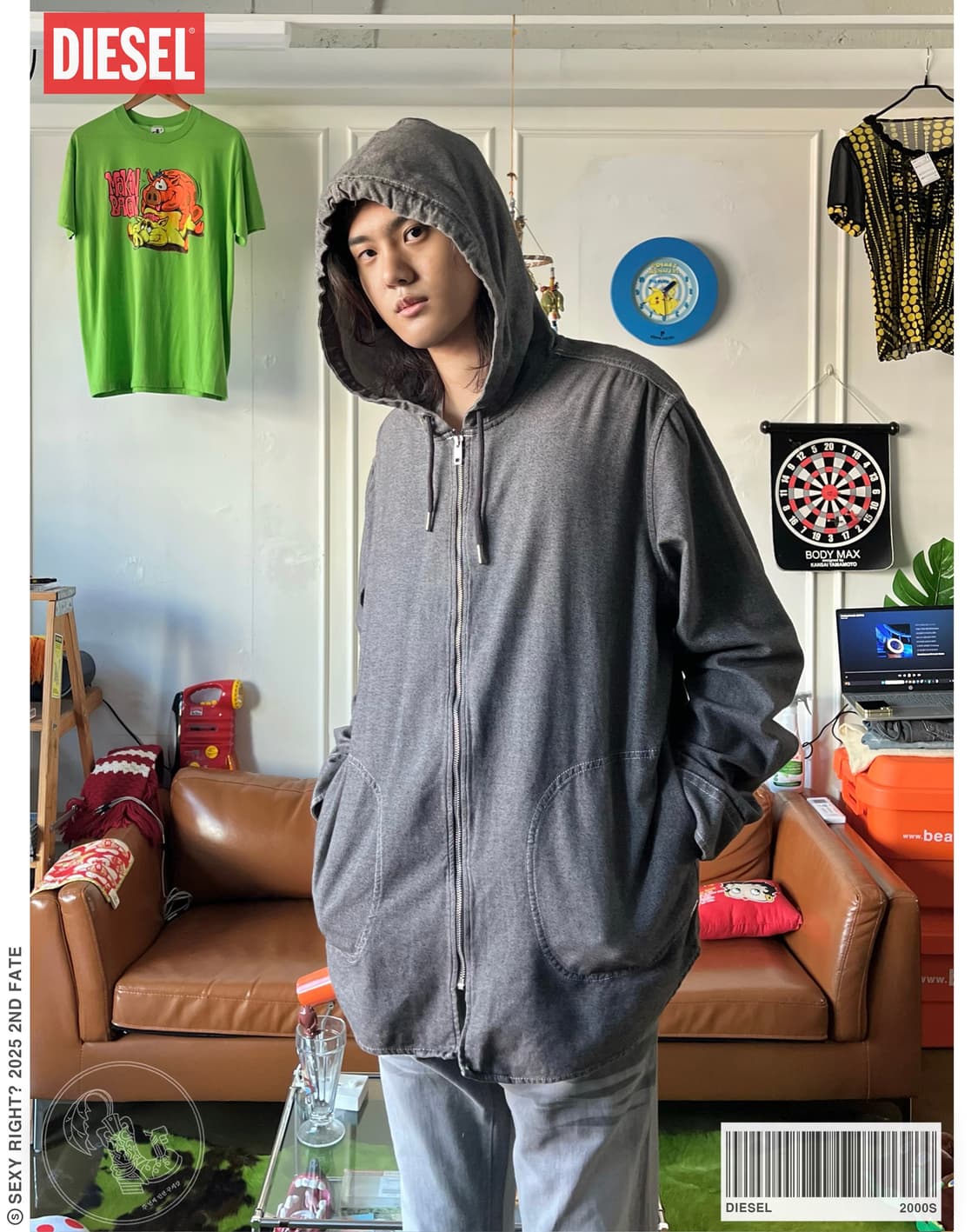 DIESEL Over-Sized Gray Work Hood Jacket 상품이미지1