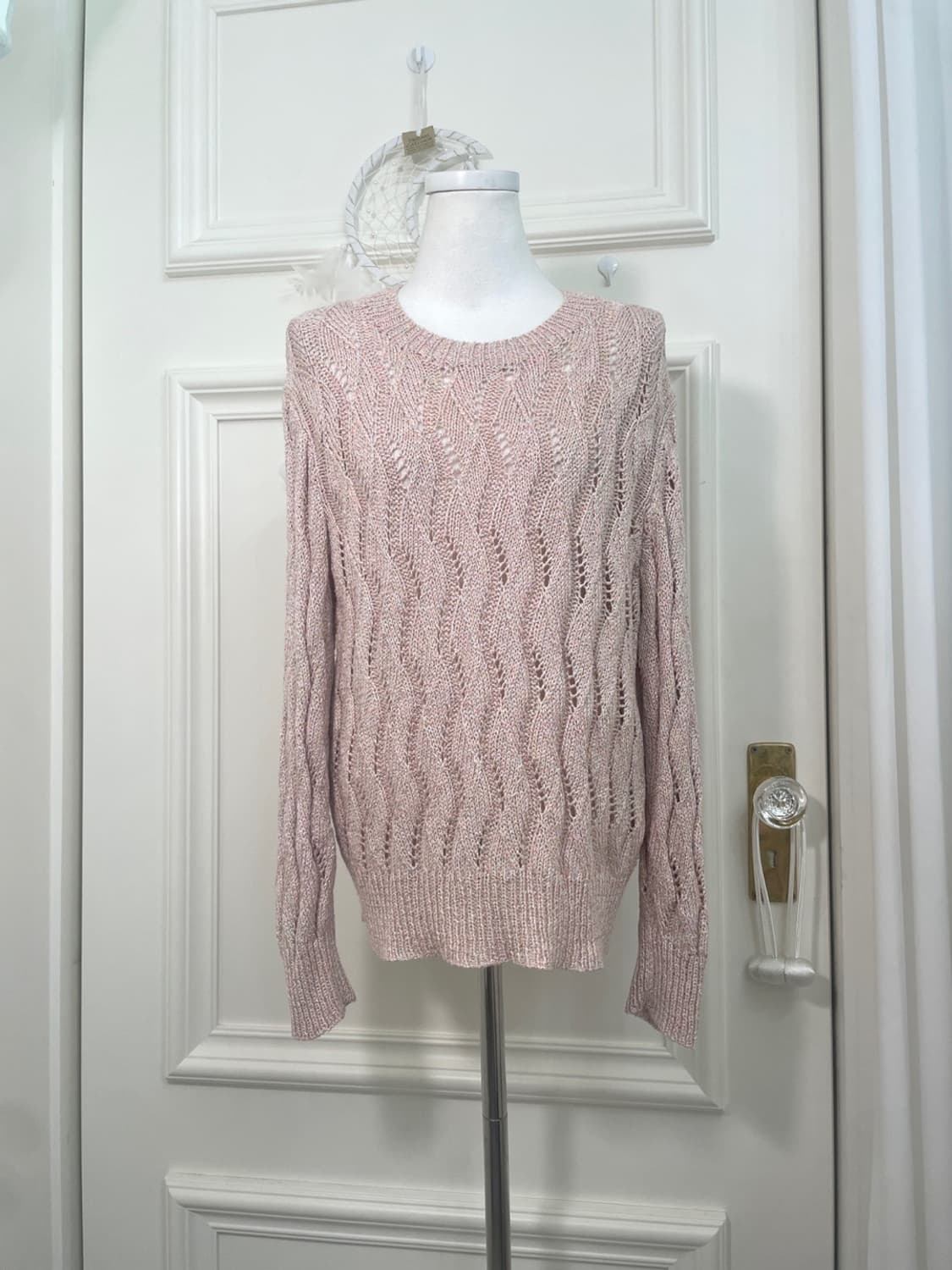pink pastel mix wave point knit top 상품이미지1