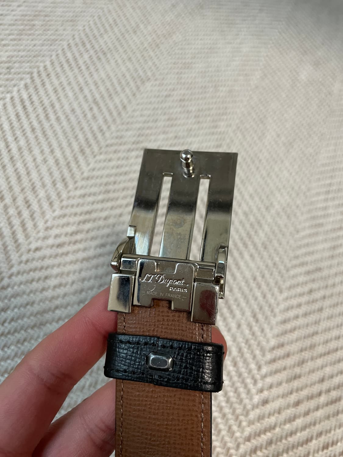 S.T. Dupont 실버 레더 벨트 J03821 상품이미지6