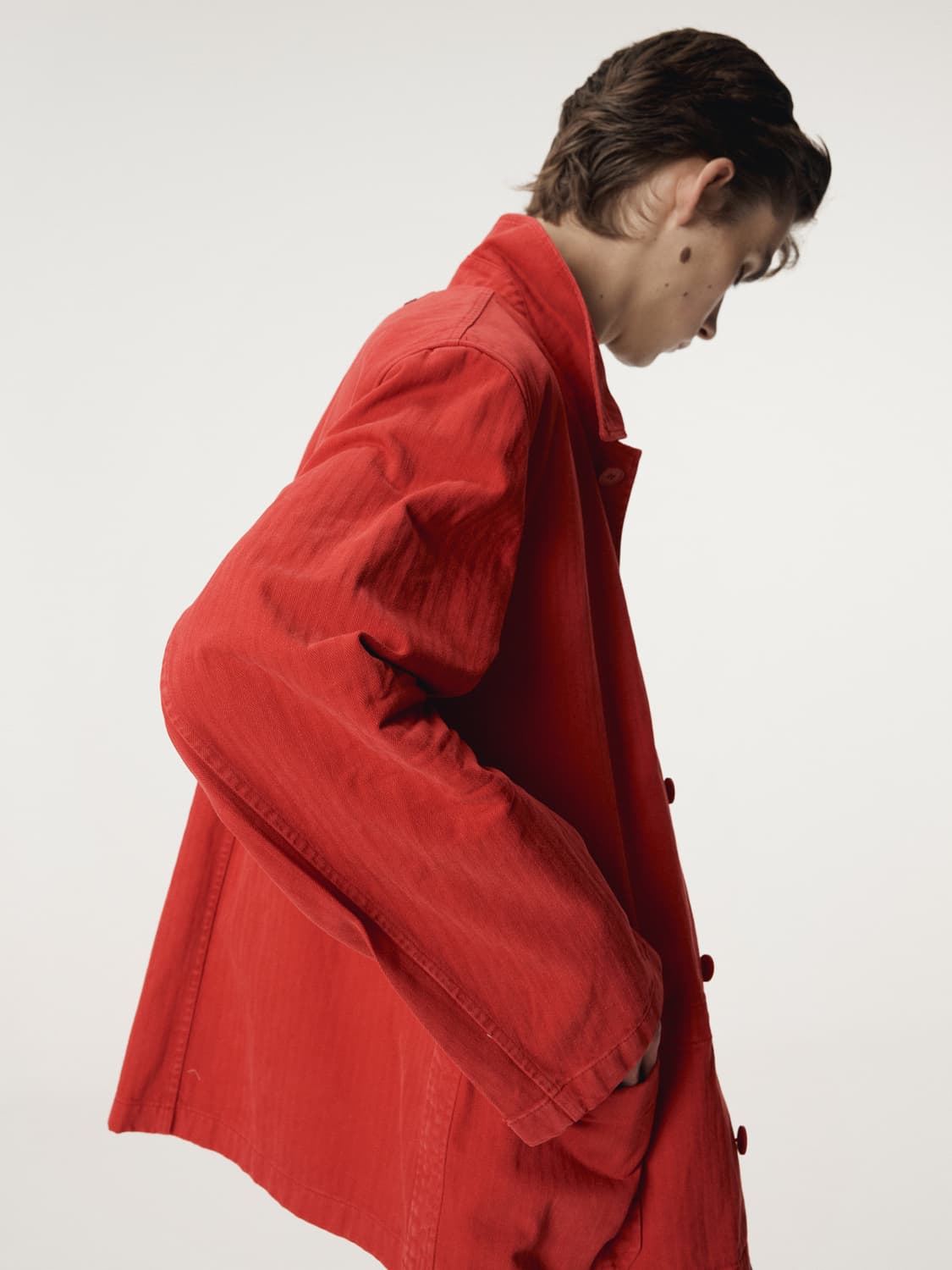 렉토 25FW 가먼트 다이드 워크자켓 레드 상품이미지3
