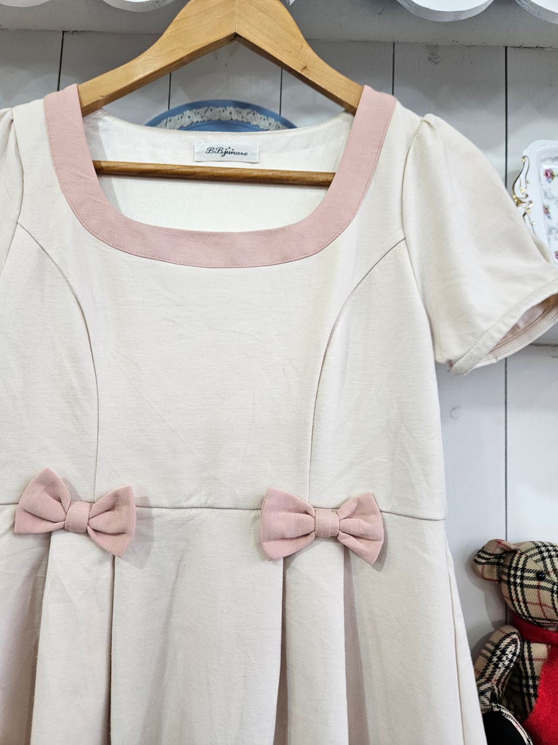 베이비핑크 리본 플레어 원피스 상품이미지2