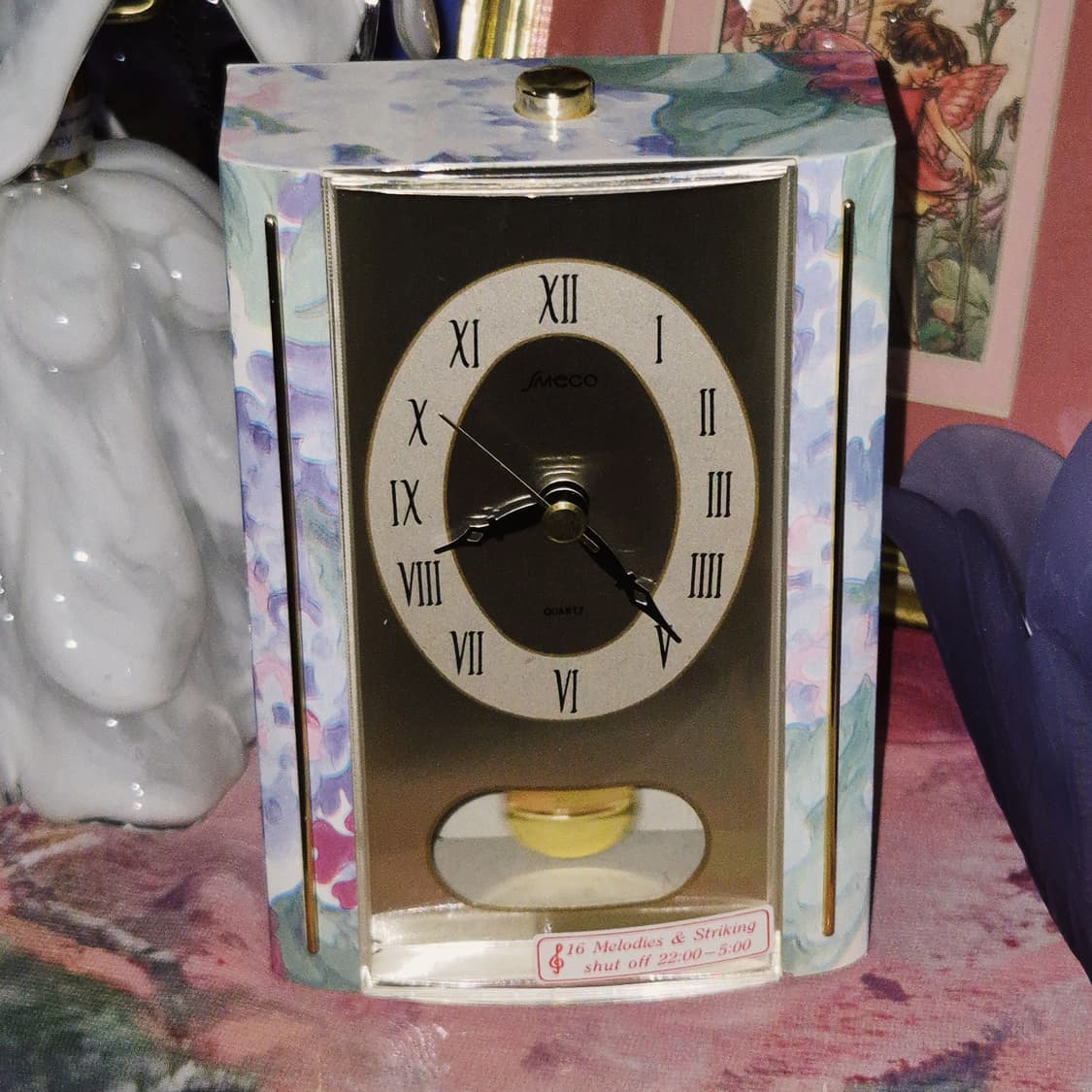 80s 레트로 플로랄 멜로디 쿼츠 탁상 시계 상품이미지6