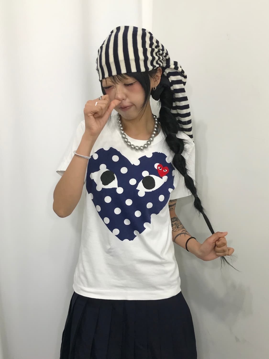  꼼데가르송 더블 도트 하트 프린팅 티셔츠 상품이미지2