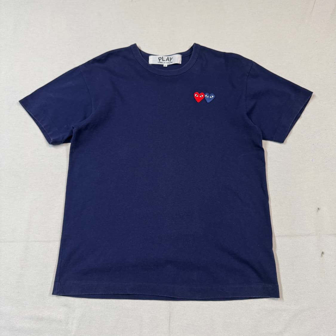 L) 꼼데가르송 플레이 더블 와펜 숏 슬리브 반팔 티셔츠 정품 상품이미지1