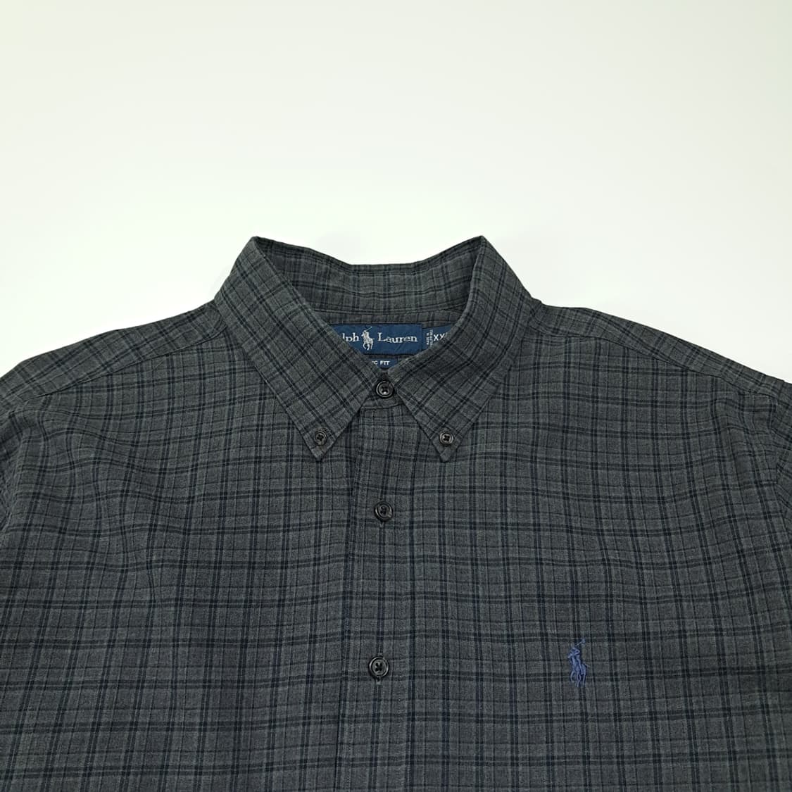 CL875 2XL 폴로 90s 스모크그레이 클래식 체크 셔츠 남방 상품이미지2