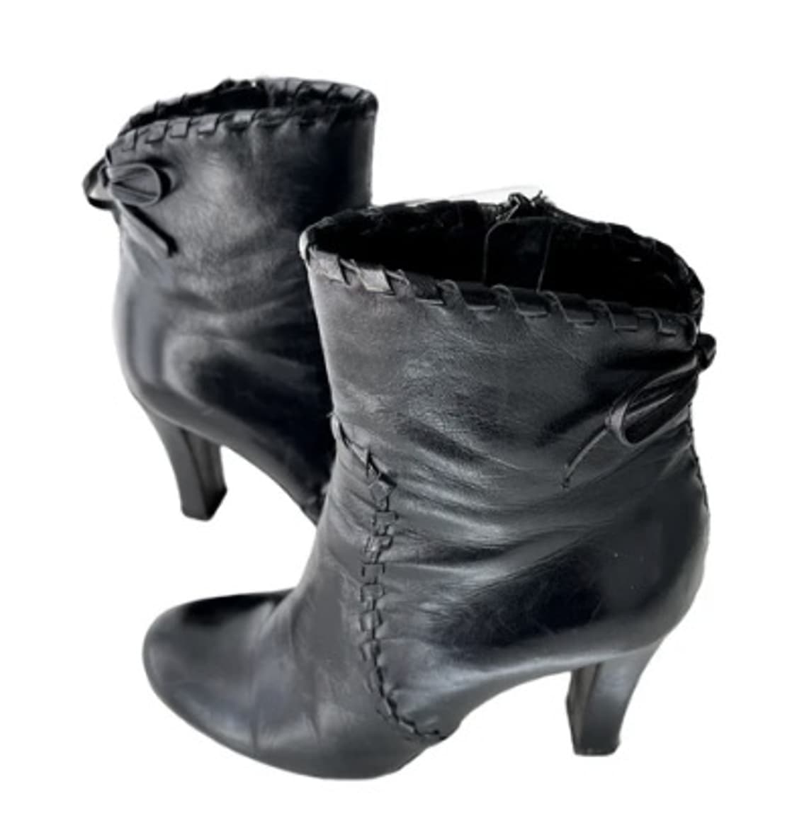 [정품] 크리스찬 디올 블랙 레더 하이탑 앵클 리본 부츠 235MM 상품이미지4