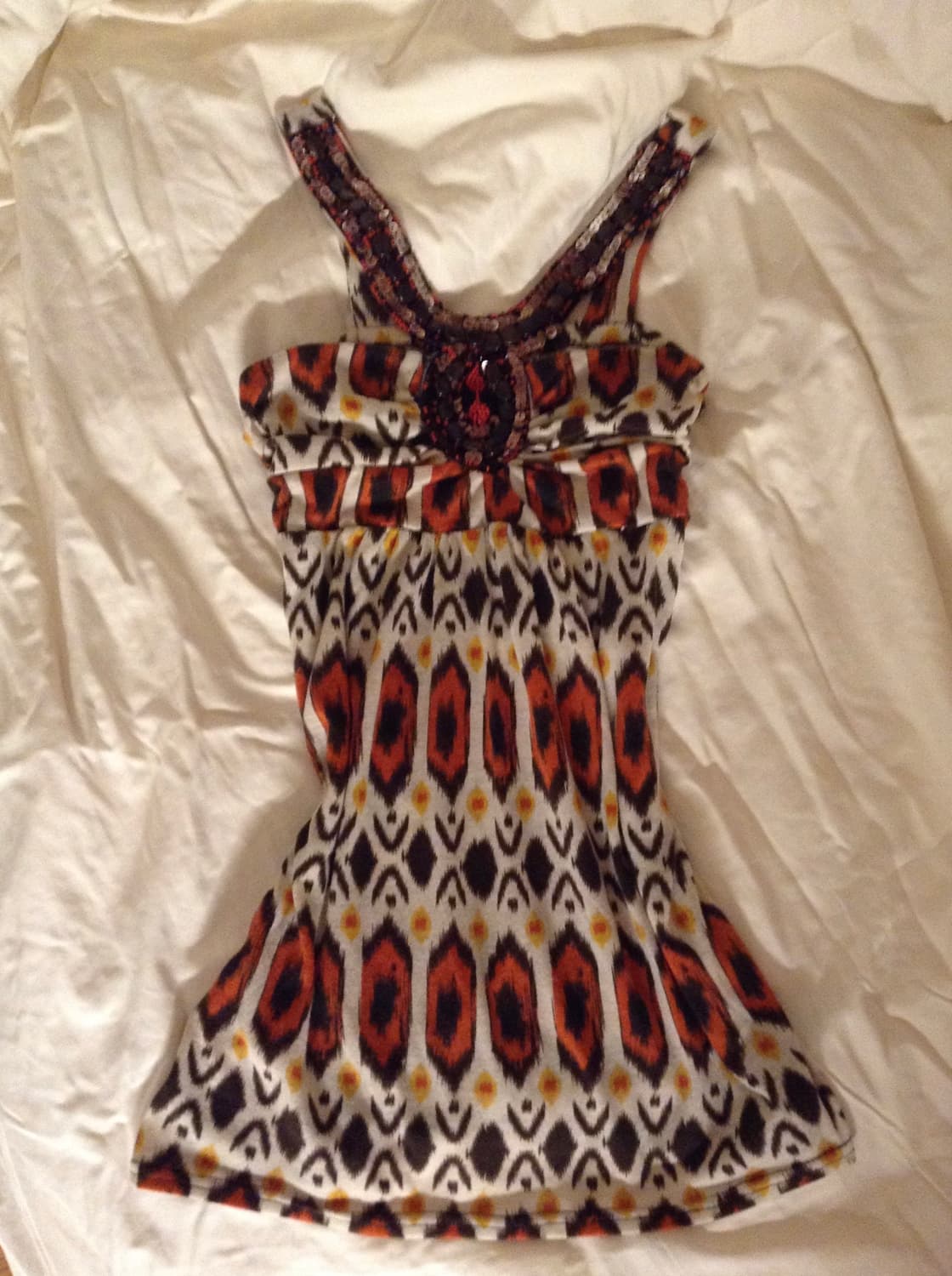 비즈 디테일 보헤미안 에스닉 패턴 슬리브리스 나시 탑 상품이미지1