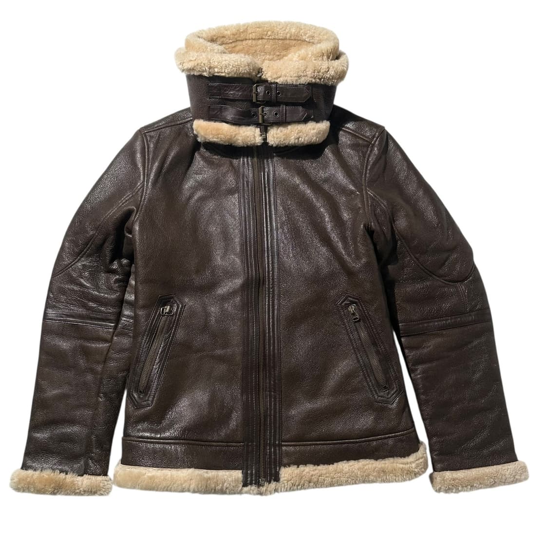 WHA IN 레이어드 카라 램스킨 시어링 무스탕 봄버 자켓 상품이미지2