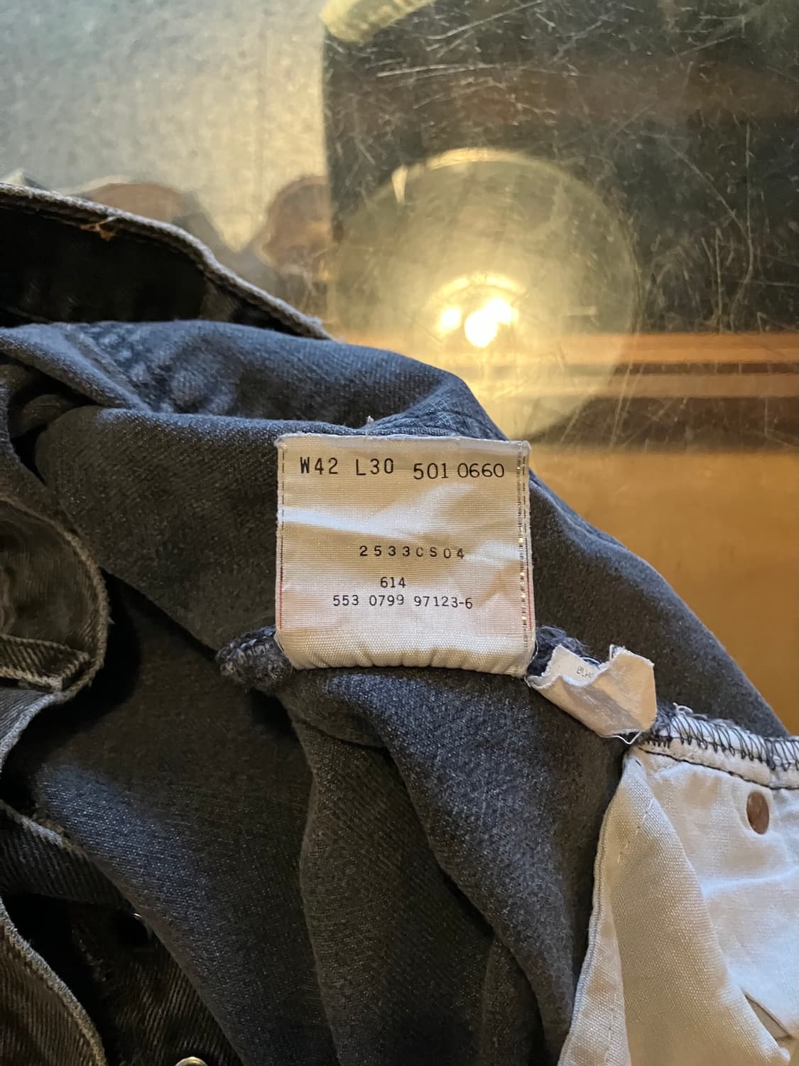 빅사이즈 90s USA 빈티지 리바이스 501 0660 블랙진 데님 팬츠 상품이미지10