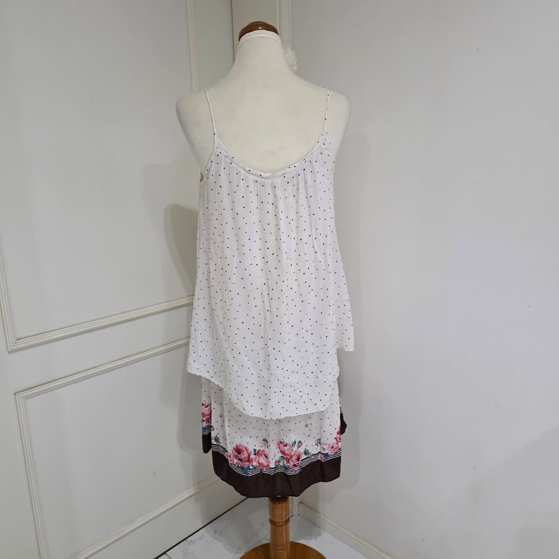 일본빈티지)스즈코모리걸 엑팜깔 도트 플로럴장미 레이어드슬리브리스원피스 상품이미지2