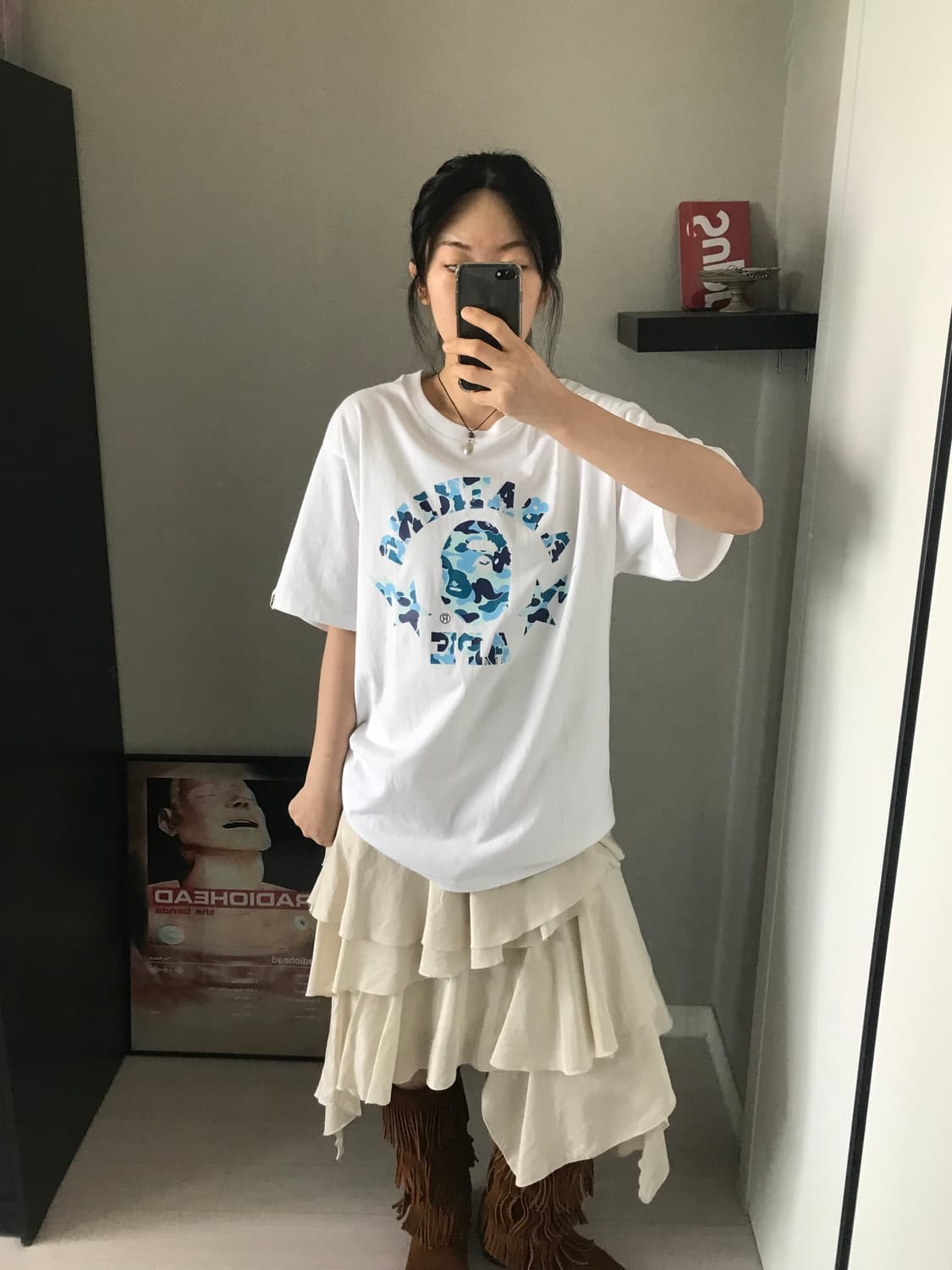 베이프 ABC 카모 스타 컬리지 티셔츠 상품이미지1