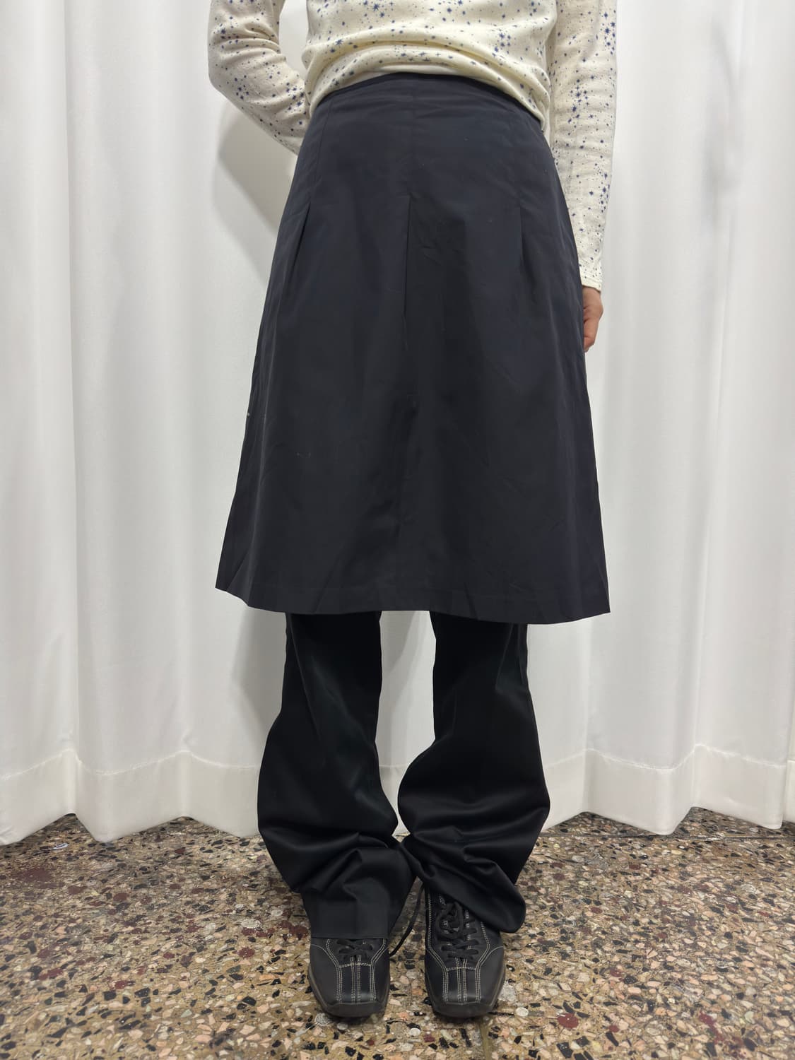 dark navy midi skirt 상품이미지1