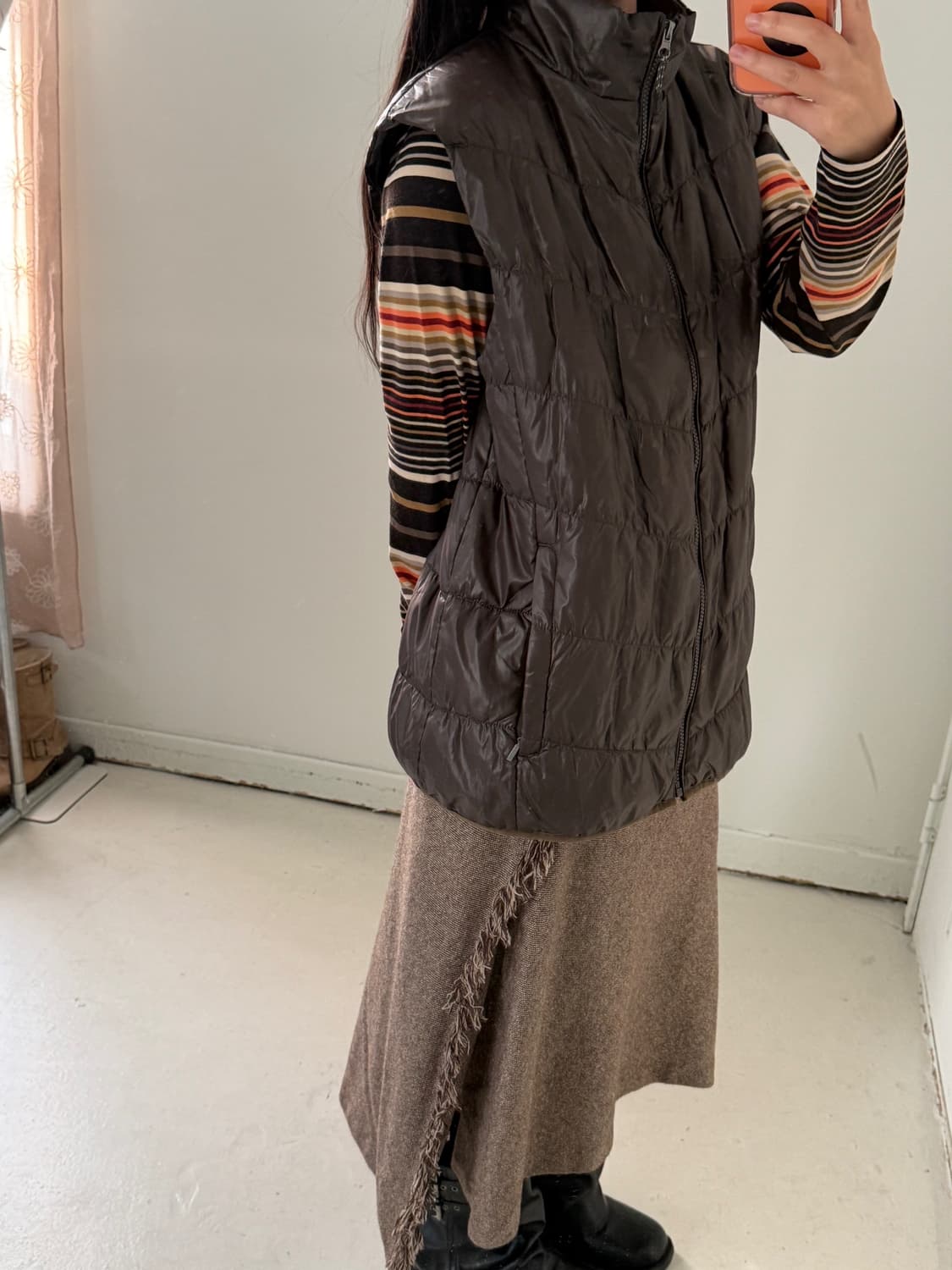 일본빈티지 브라운 패딩조끼 상품이미지2