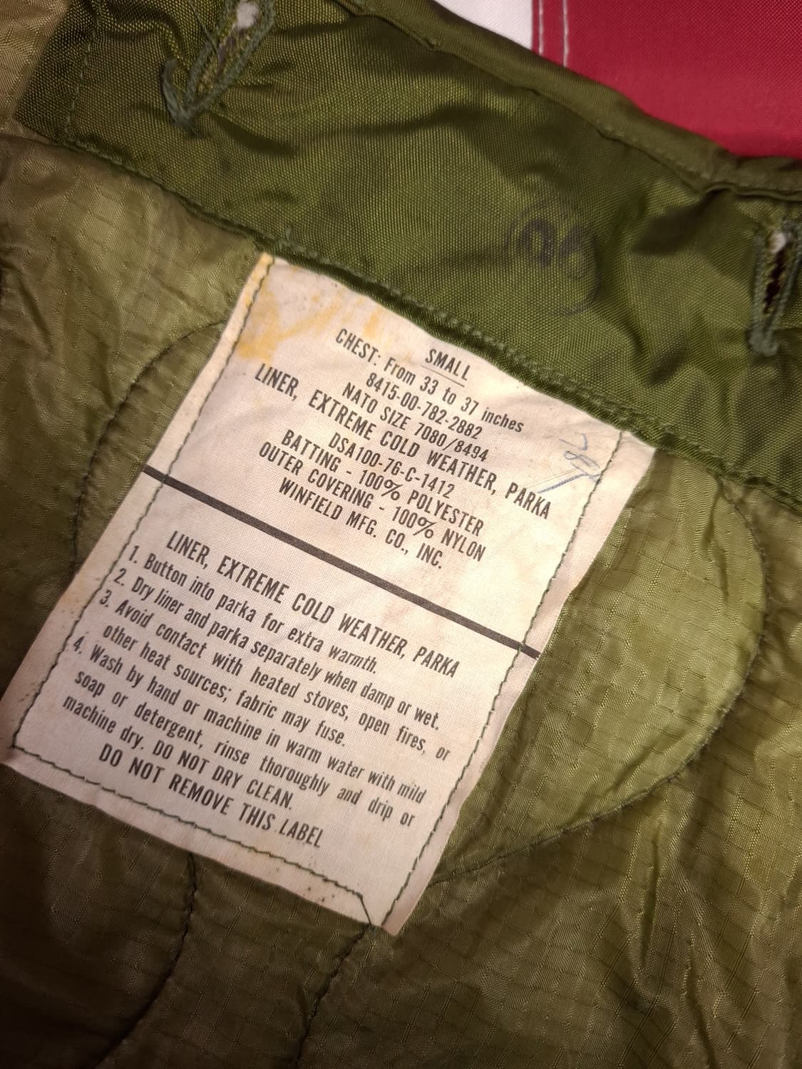 완전 새제품 오리지날 미군 M-65피쉬테일 개파카 스몰 풀셋트 상품이미지4